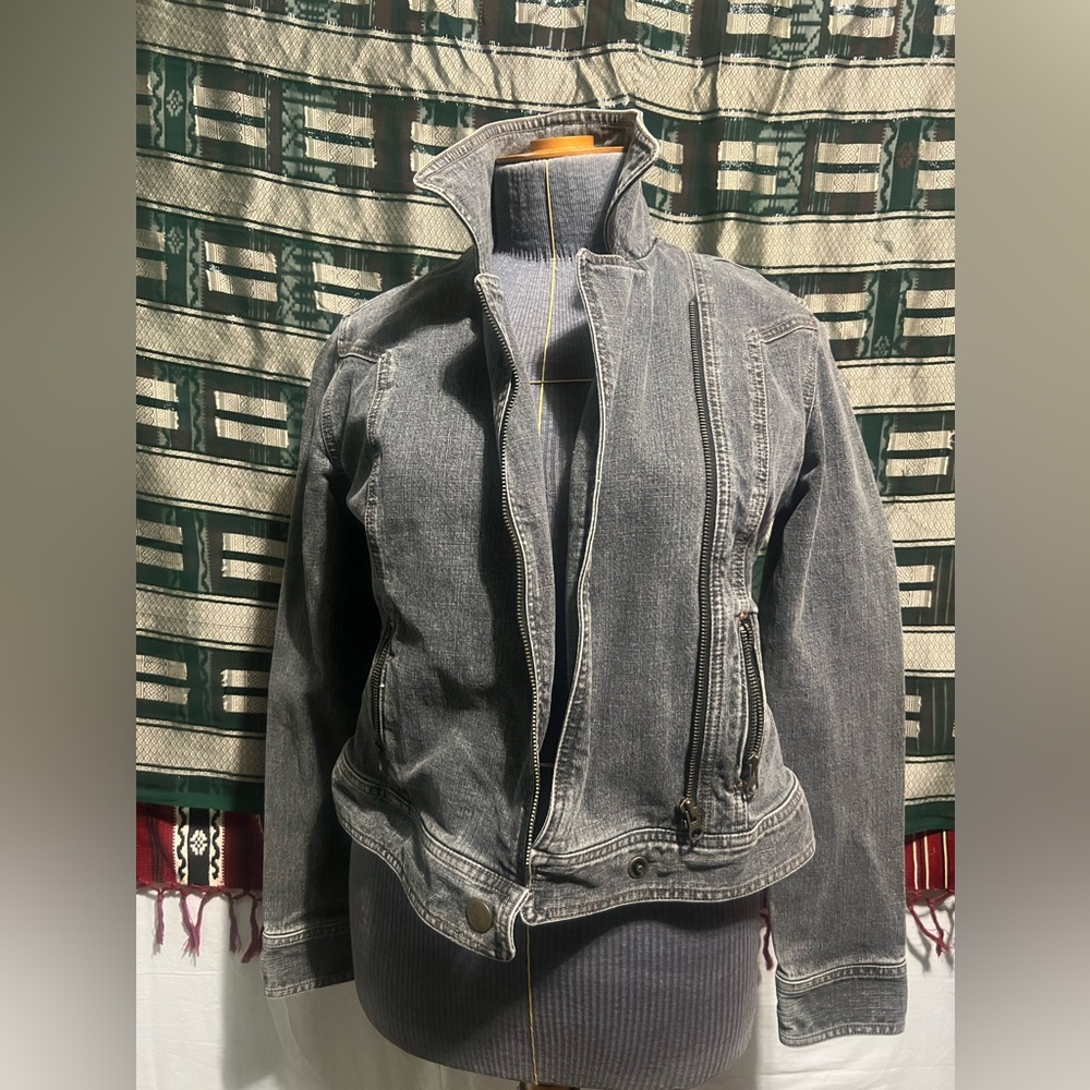 Black stonewashed Anne Taylor jean jacket